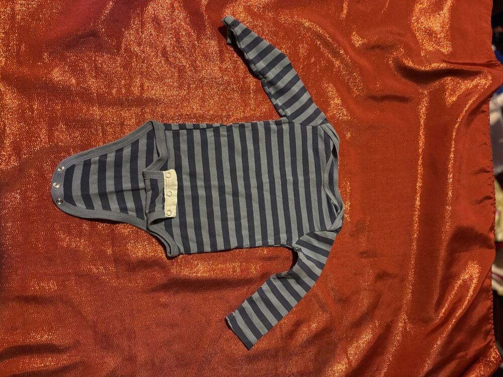 Carters Bodysuit Baby Boys 18M Gray Navy Striped Long Sleeve Easy Snap Cotton